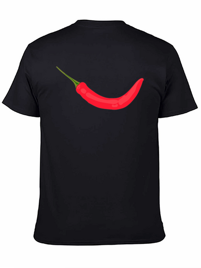 Mens Black T-shirt with Chili Pepper Design
