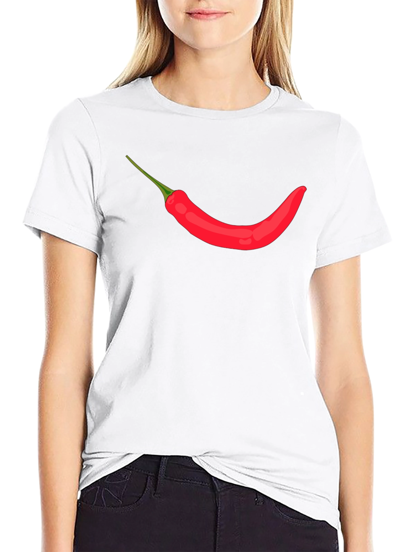 Mens Black T-shirt with Chili Pepper Design