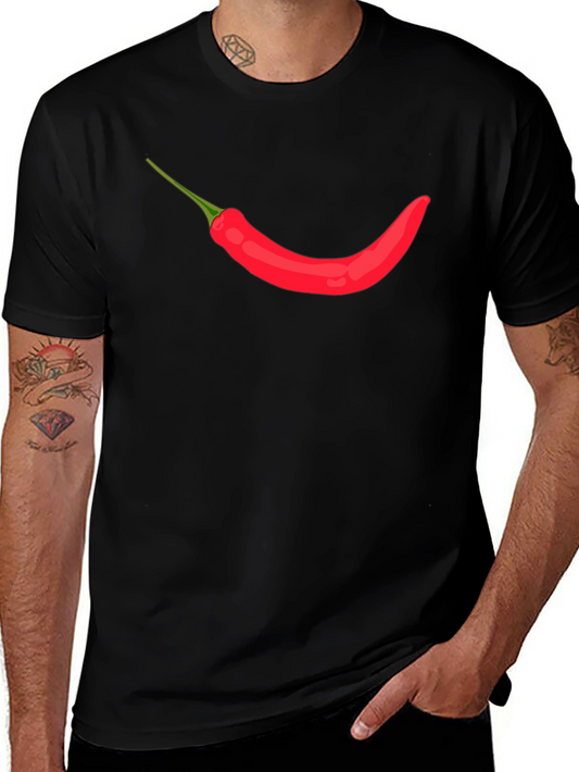 Mens Black T-shirt with Chili Pepper Design
