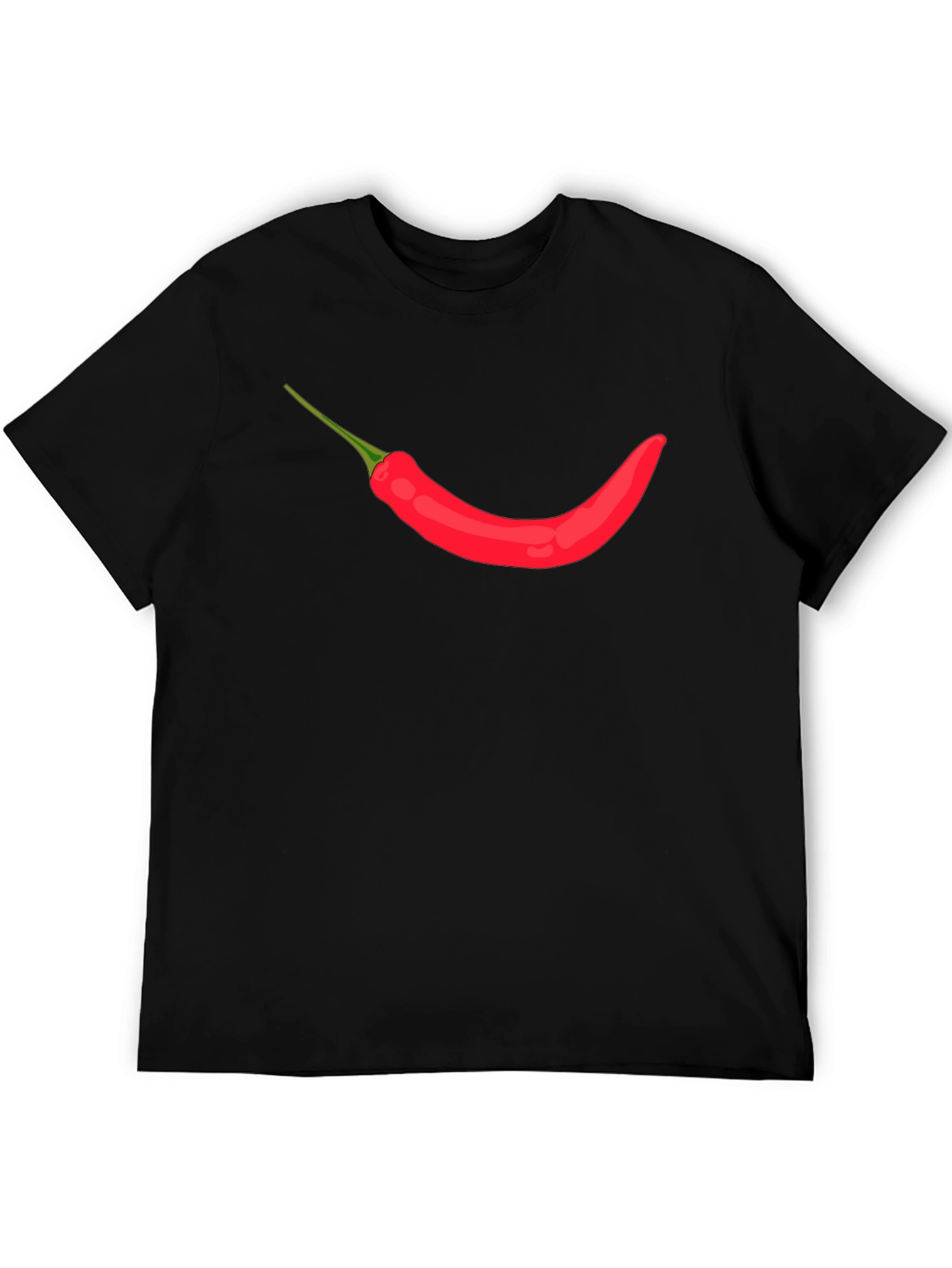 Mens Black T-shirt with Chili Pepper Design