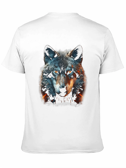 Wolf Graphic Print Tee - Black Cotton Blend