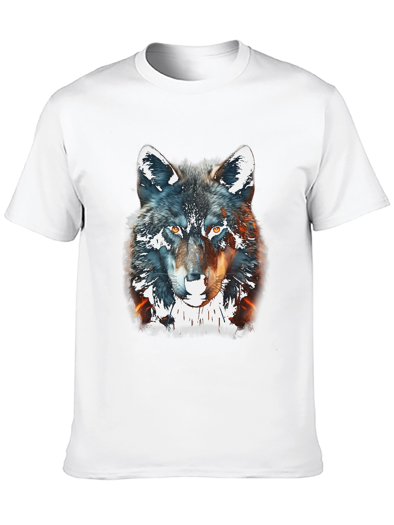 Wolf Graphic Print Tee - Black Cotton Blend