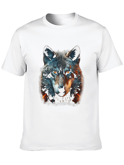 Wolf Graphic Print Tee - Black Cotton Blend