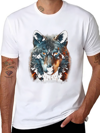 Wolf Graphic Print Tee - Black Cotton Blend