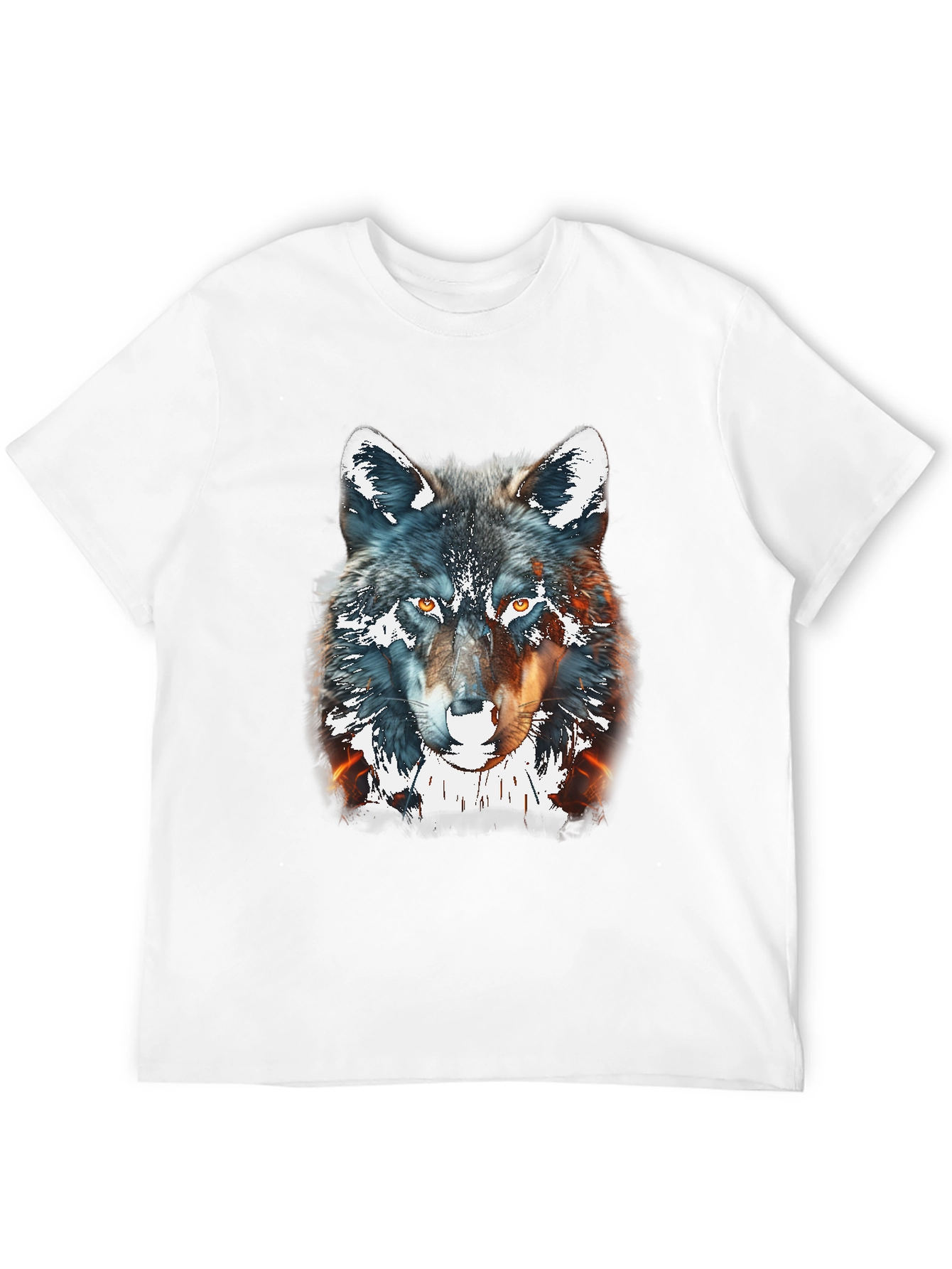 Wolf Graphic Print Tee - Black Cotton Blend