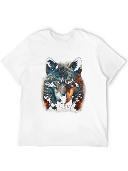 Wolf Graphic Print Tee - Black Cotton Blend