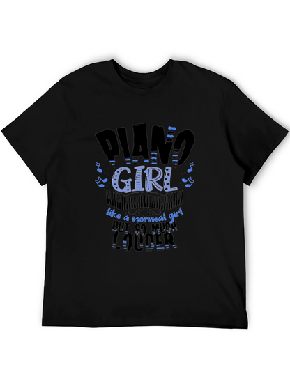 Piano Girl Loud Musician Black T-Shirt