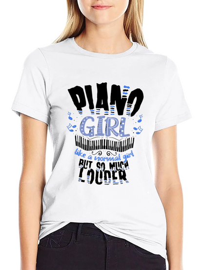 Piano Girl Loud Musician Black T-Shirt