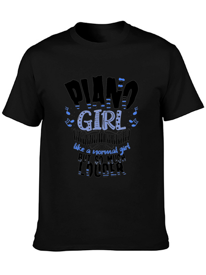 Piano Girl Loud Musician Black T-Shirt
