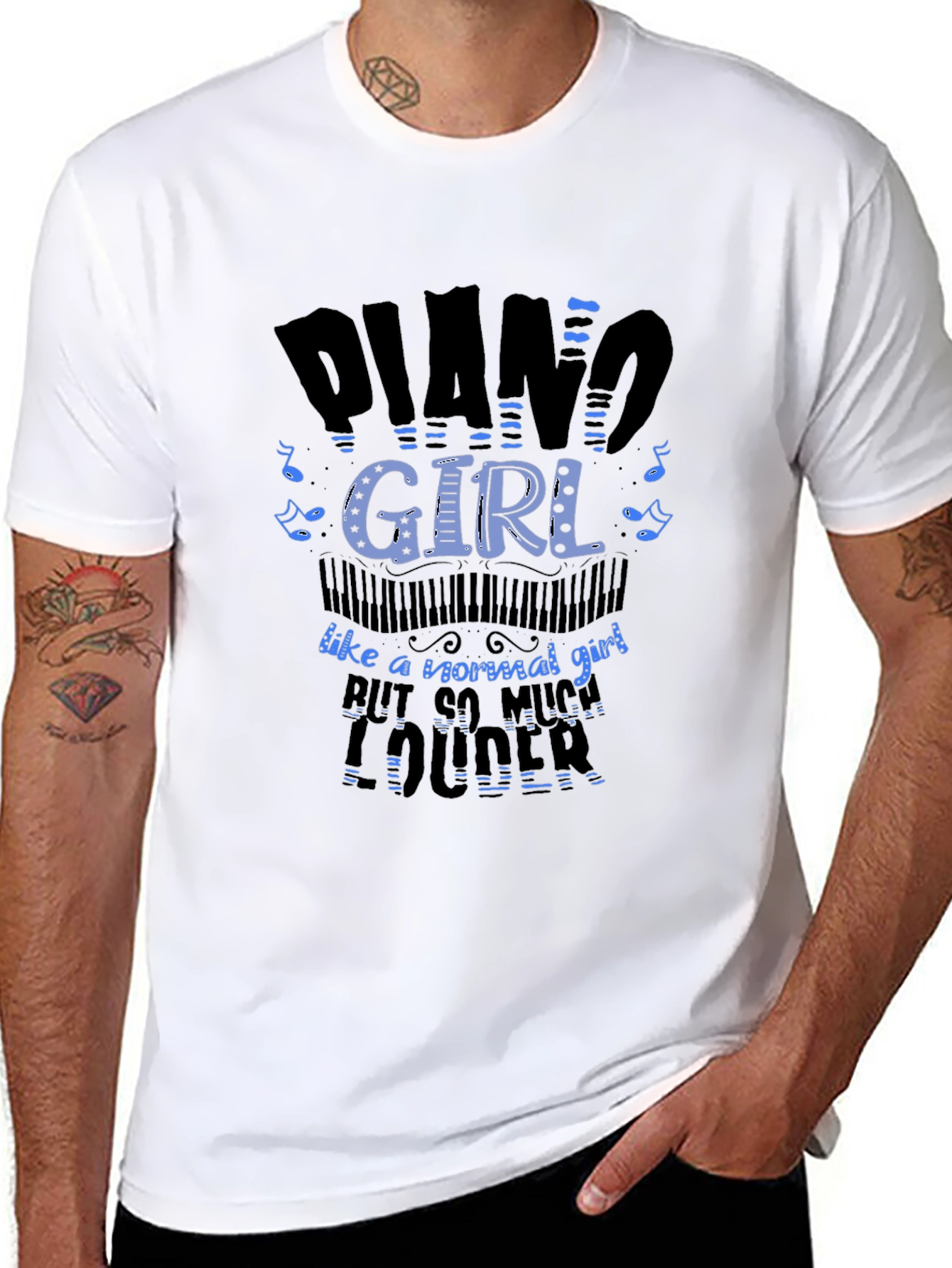 Piano Girl Loud Musician Black T-Shirt