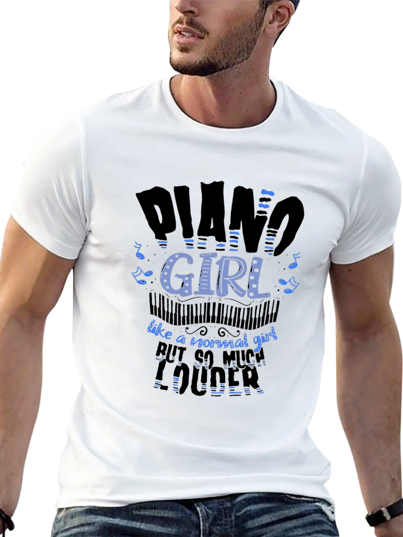 Piano Girl Loud Musician Black T-Shirt