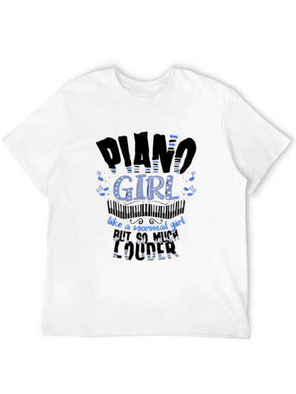Piano Girl Loud Musician Black T-Shirt