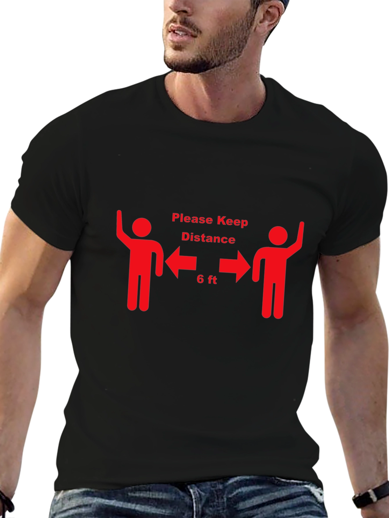 Keep Distance Black Graphic Tee