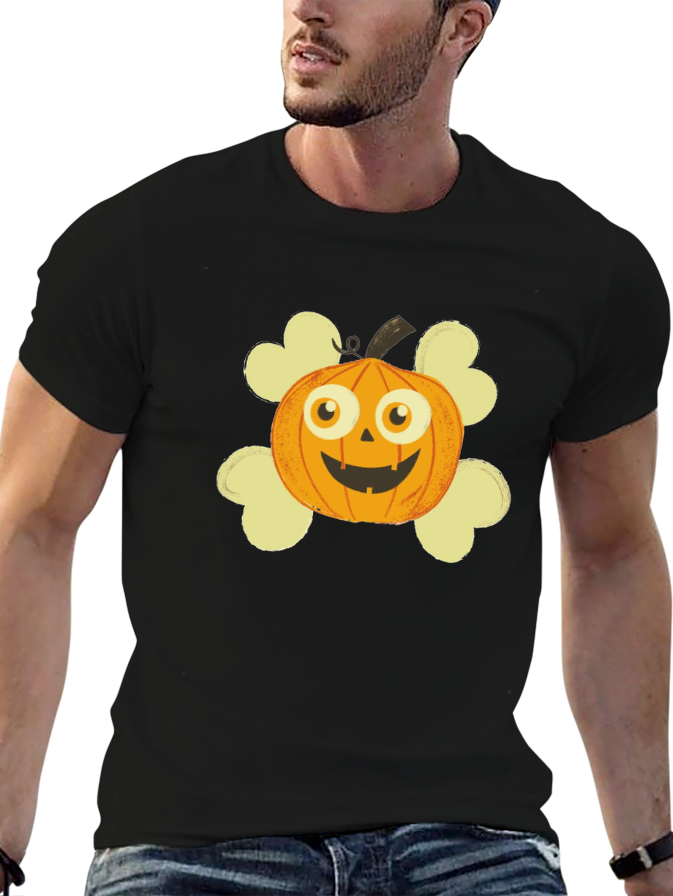 Pumpkin Skull Graphic T-Shirt