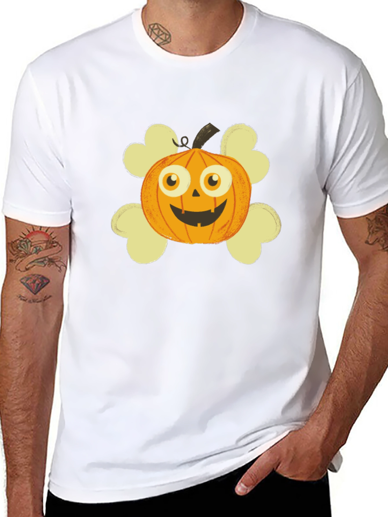 Pumpkin Skull Graphic T-Shirt