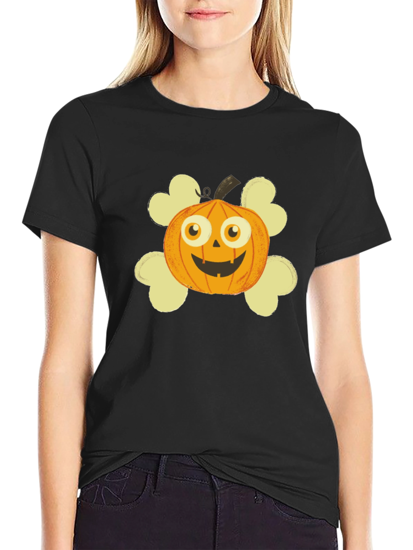 Pumpkin Skull Graphic T-Shirt