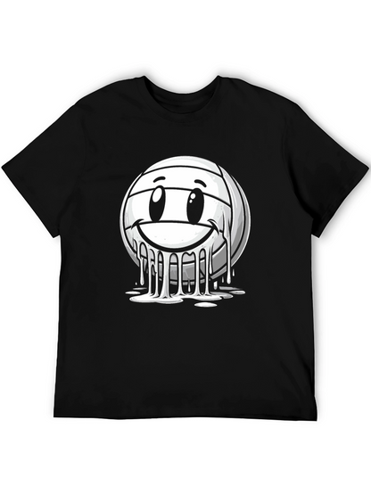 Smiley Volleyball Graphic T-Shirt - Black