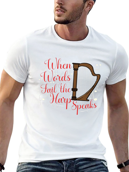 Harp Speaks Black T-Shirt - Musicians Delight