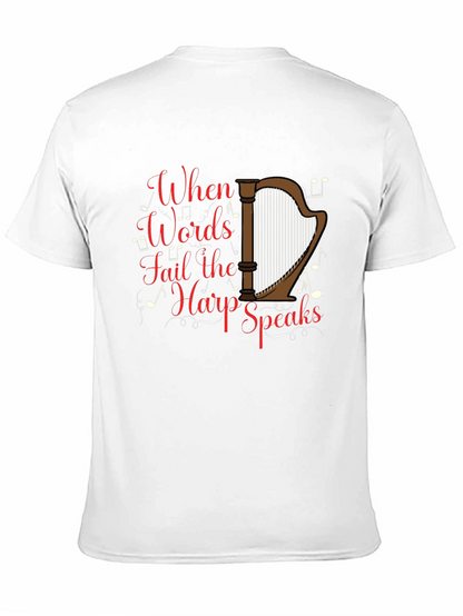 Harp Speaks Black T-Shirt - Musicians Delight