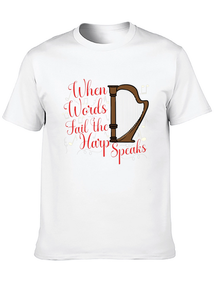 Harp Speaks Black T-Shirt - Musicians Delight