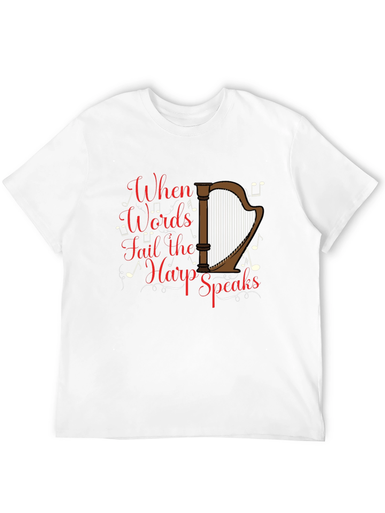 Harp Speaks Black T-Shirt - Musicians Delight