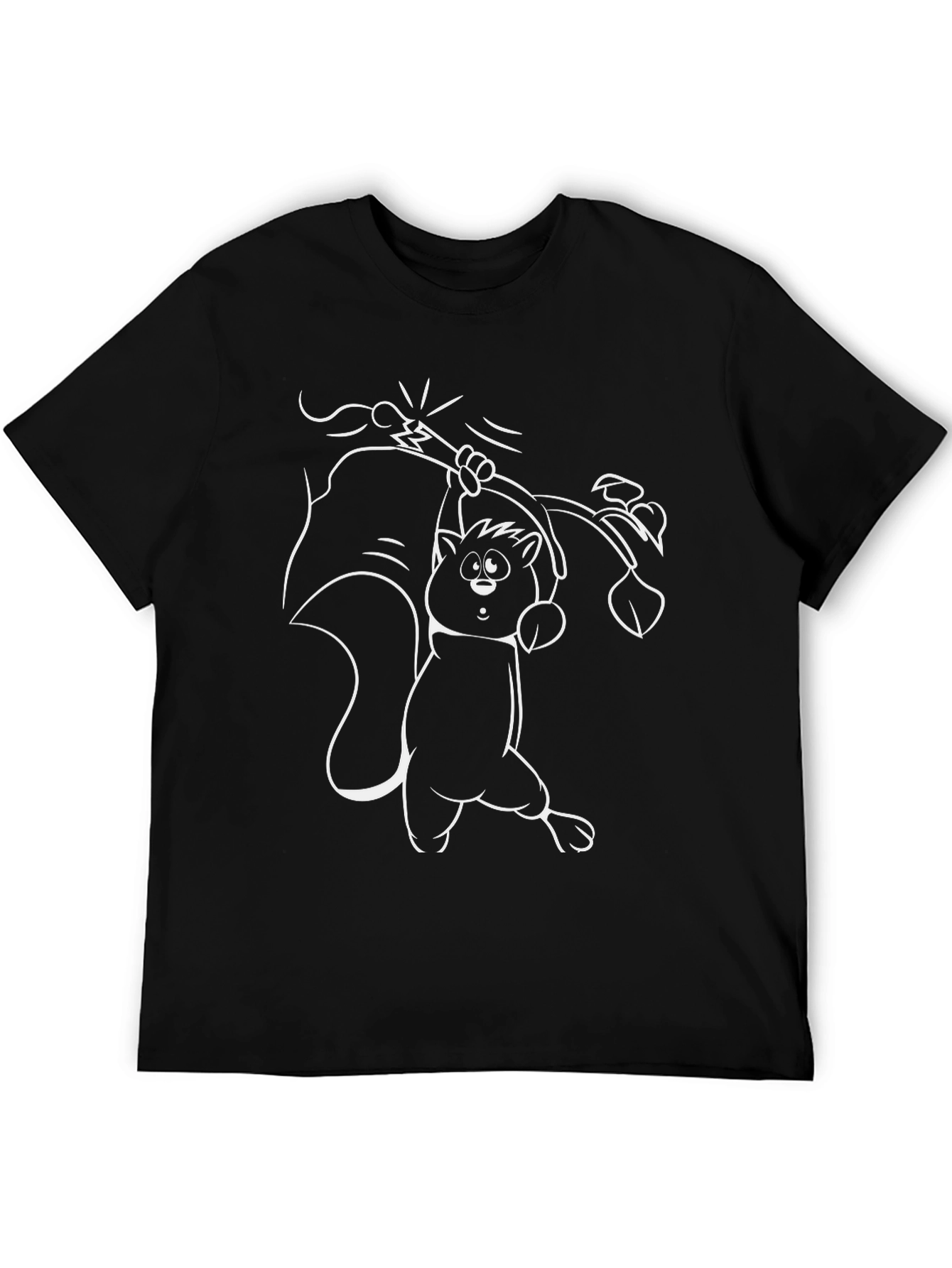 Funny Squirrel Graphic Black T-Shirt