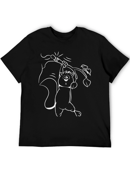 Funny Squirrel Graphic Black T-Shirt