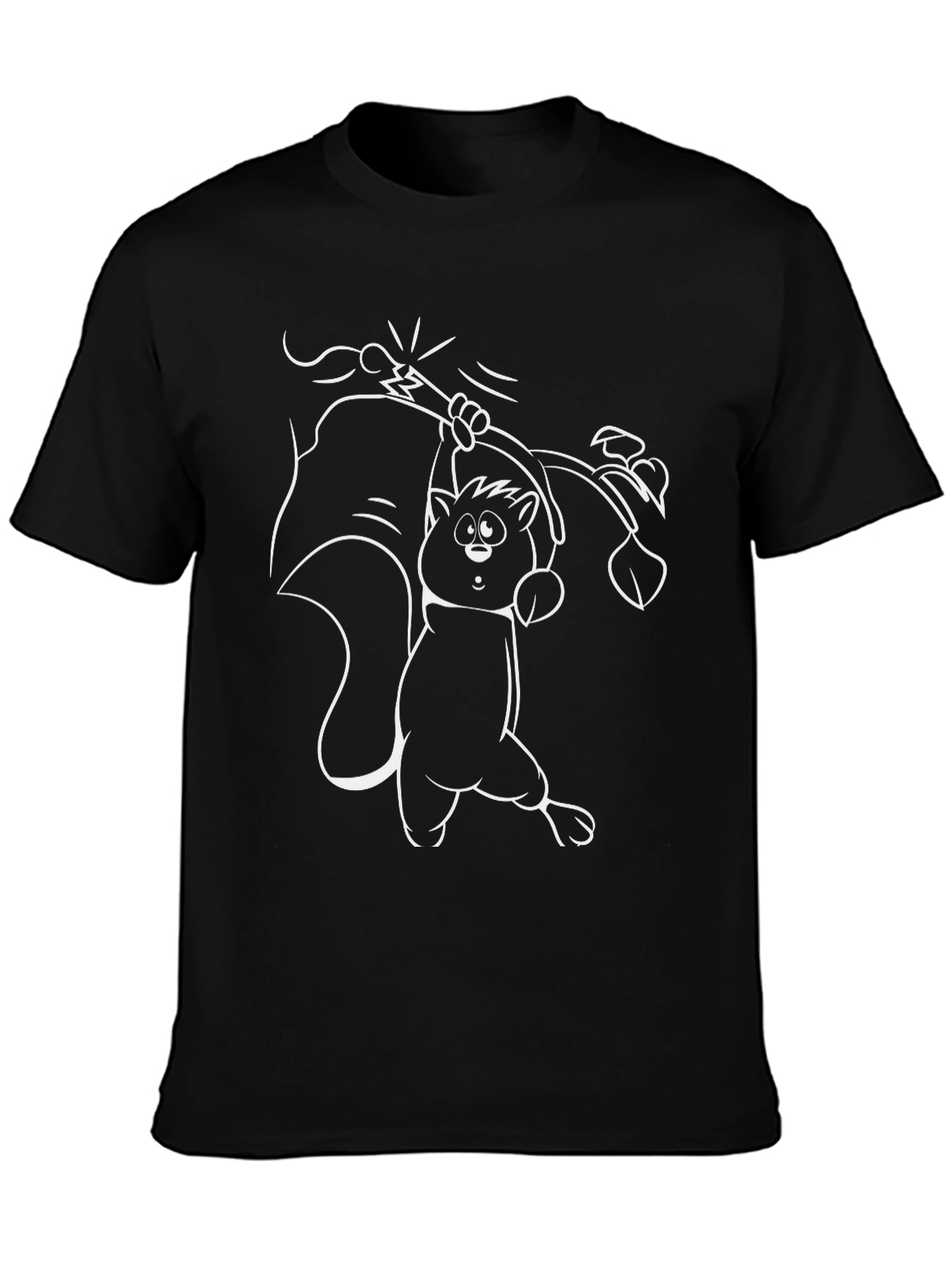 Funny Squirrel Graphic Black T-Shirt