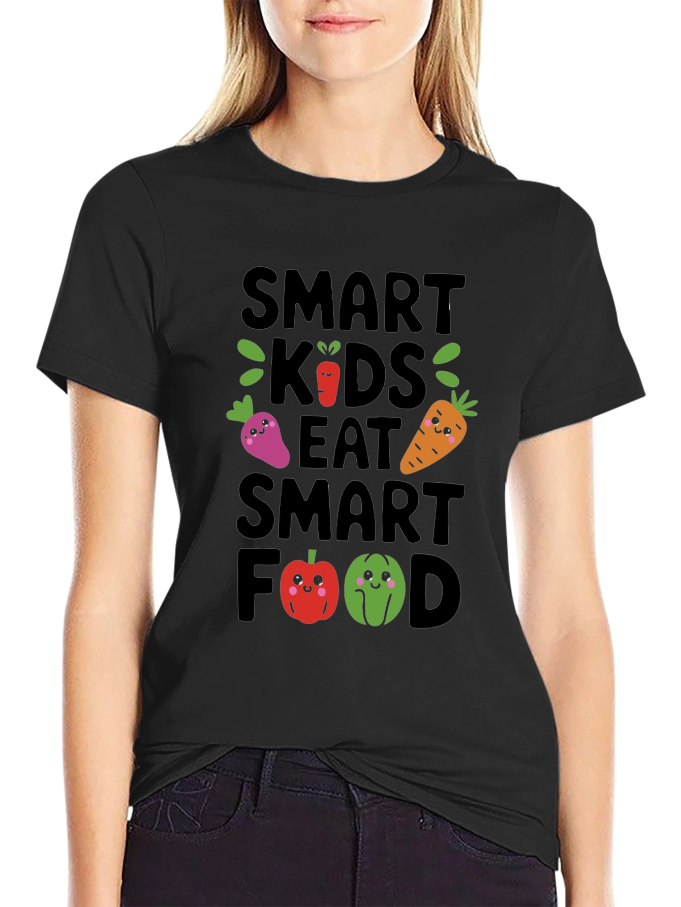 Smart Kids Eat Smart Food Black T-Shirt