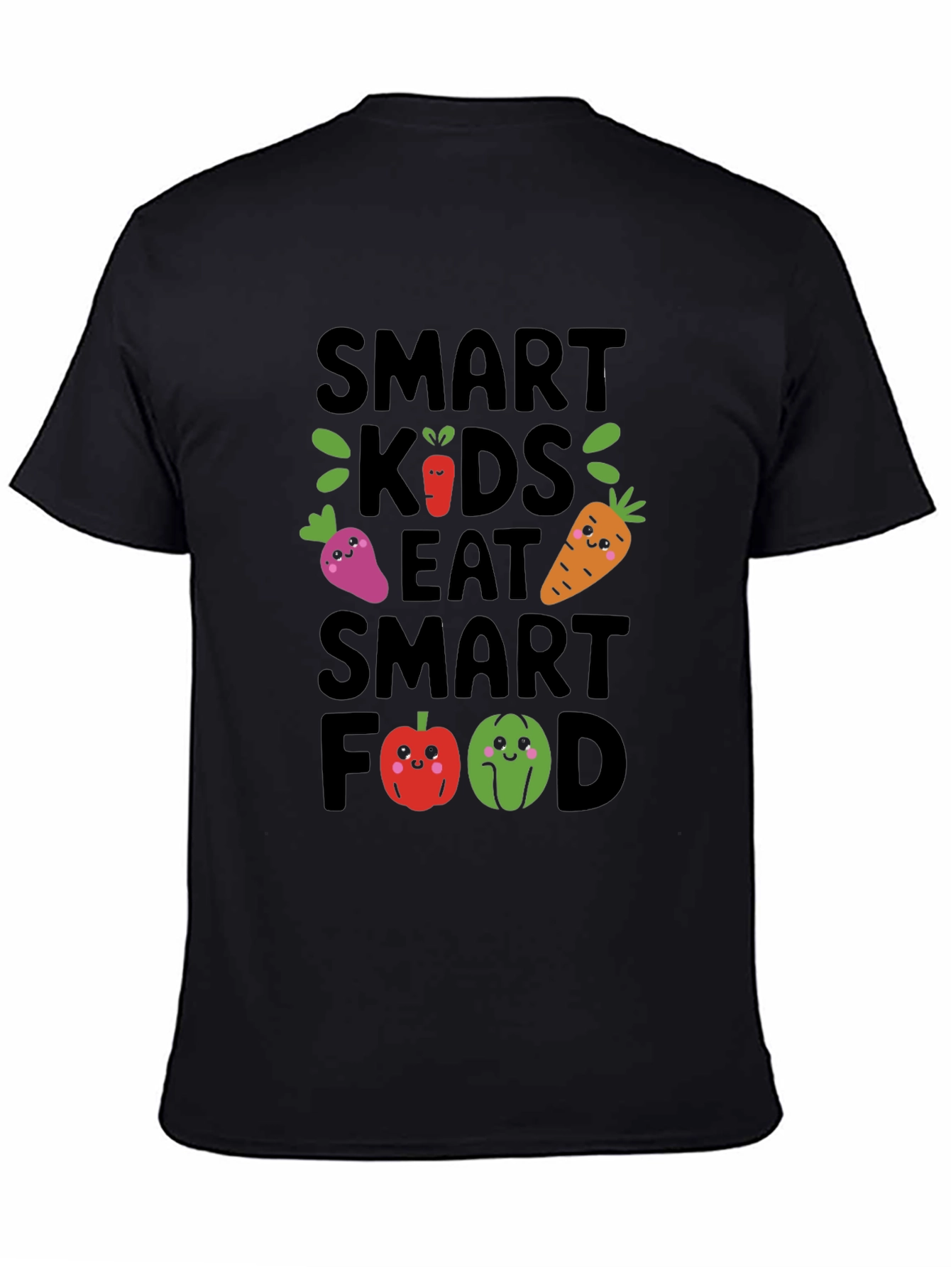 Smart Kids Eat Smart Food Black T-Shirt