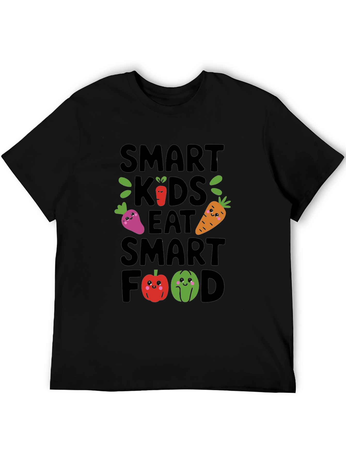 Smart Kids Eat Smart Food Black T-Shirt