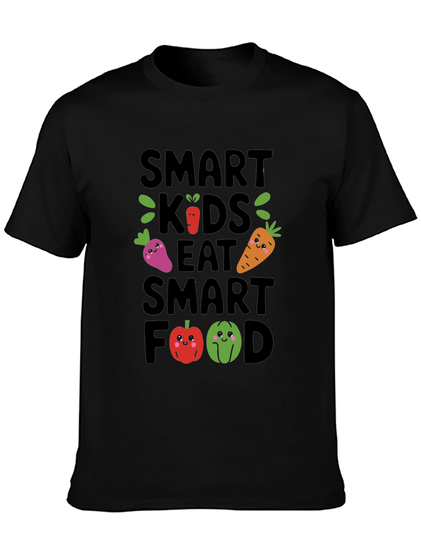 Smart Kids Eat Smart Food Black T-Shirt