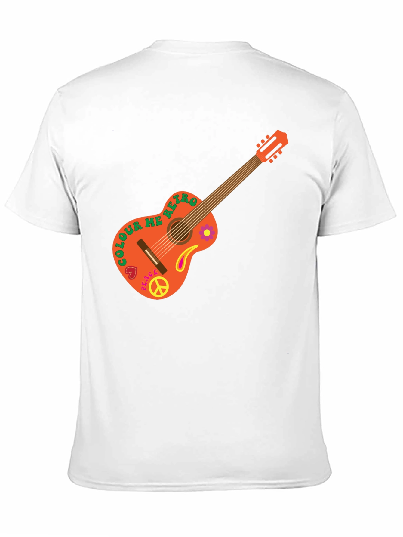 Retro Guitar Graphic T-Shirt - Peace & Music