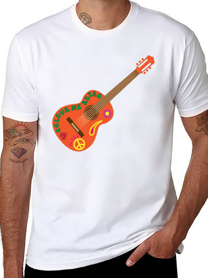 Retro Guitar Graphic T-Shirt - Peace & Music