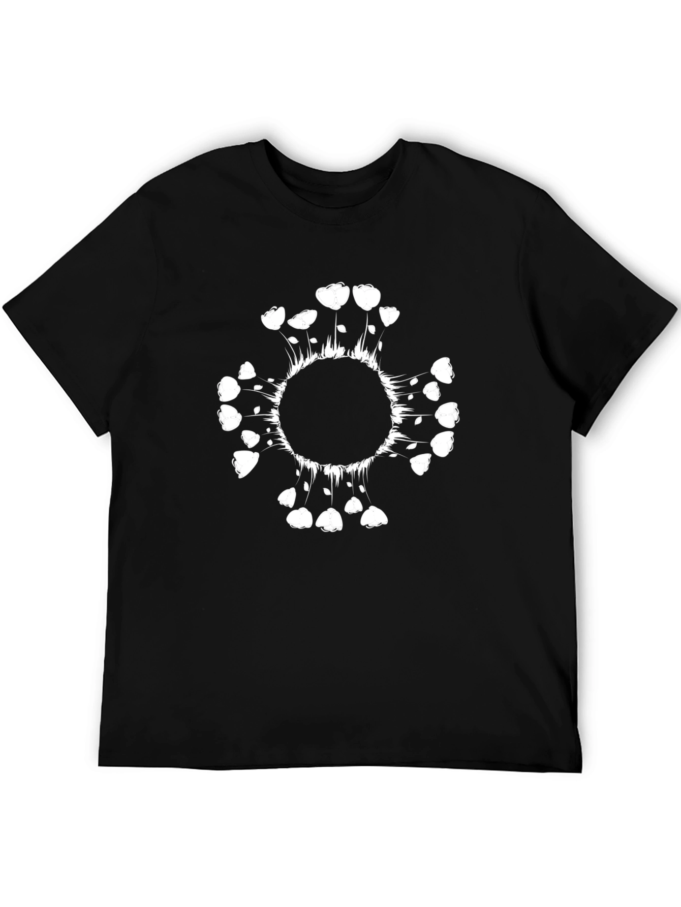 Abstract Floral Graphic Tee - Black Cotton