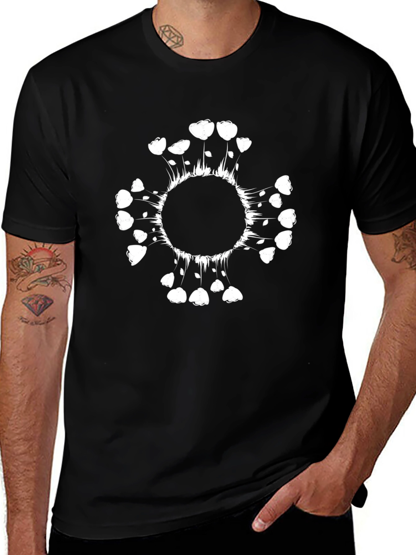 Abstract Floral Graphic Tee - Black Cotton