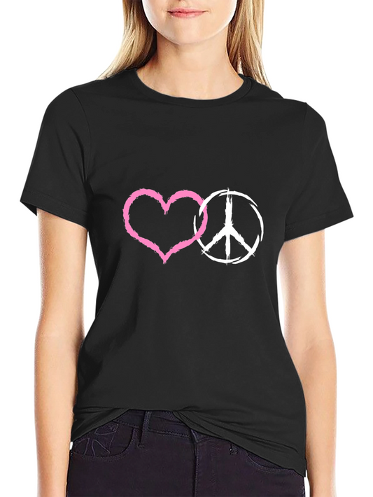 Peace & Love Graphic Tee - Soft Black Cotton Shirt