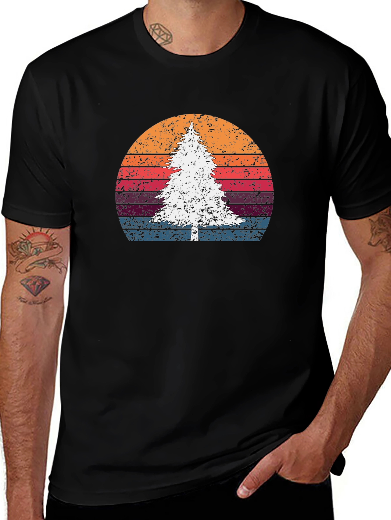 Retro Tree Sunset Graphic Tee