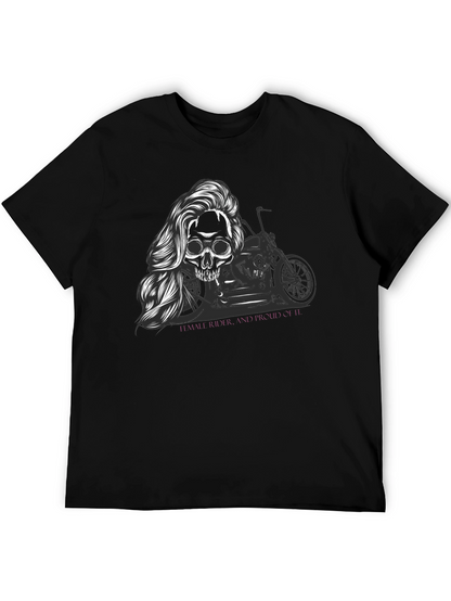 Skull Motorcycle T-Shirt - Female Rider Graphic Tee
