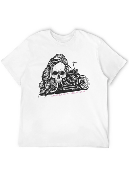 Skull Motorcycle T-Shirt - Female Rider Graphic Tee