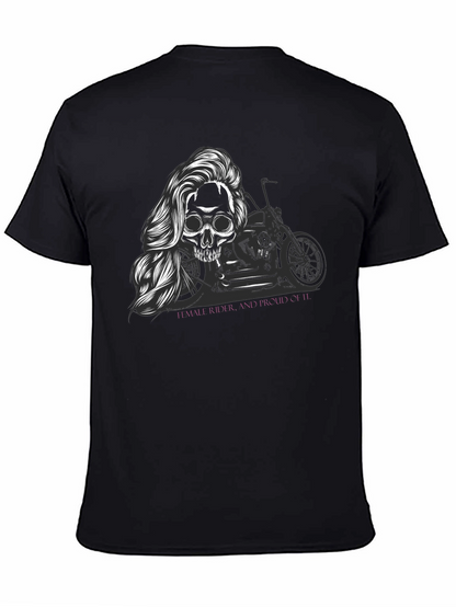 Skull Motorcycle T-Shirt - Female Rider Graphic Tee