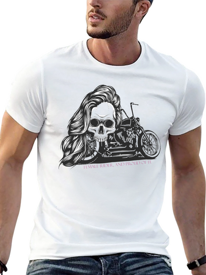 Skull Motorcycle T-Shirt - Female Rider Graphic Tee