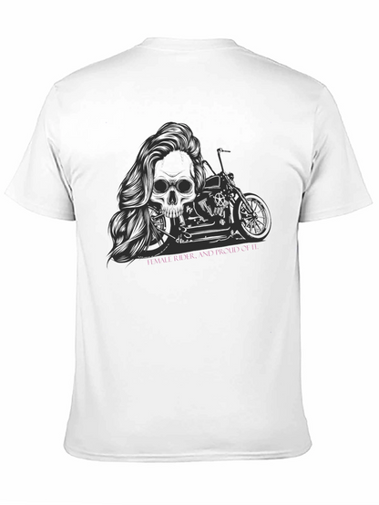Skull Motorcycle T-Shirt - Female Rider Graphic Tee