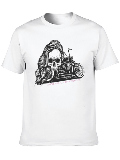 Skull Motorcycle T-Shirt - Female Rider Graphic Tee
