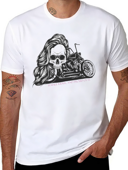 Skull Motorcycle T-Shirt - Female Rider Graphic Tee