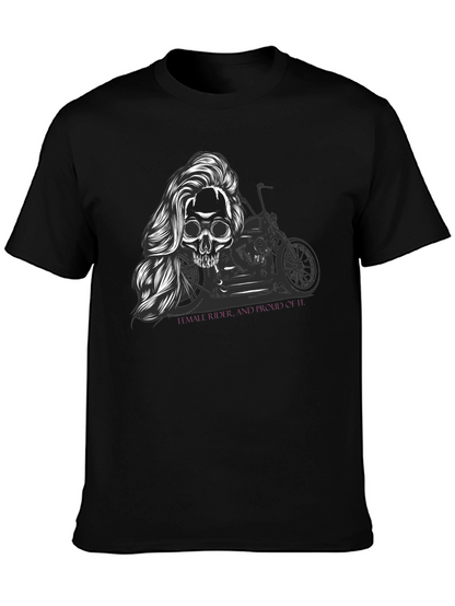Skull Motorcycle T-Shirt - Female Rider Graphic Tee
