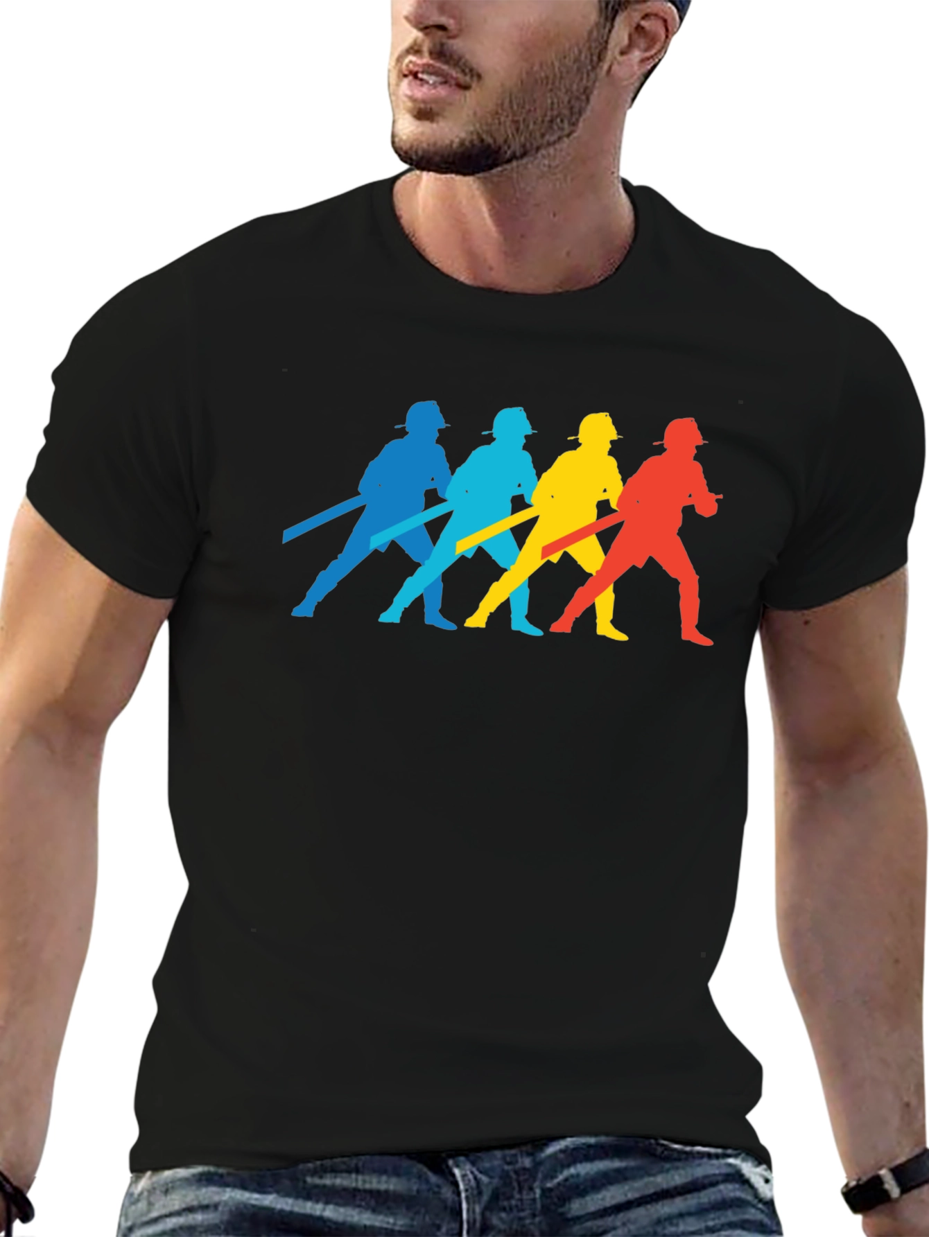 Firefighter Silhouette T-Shirt - Black
