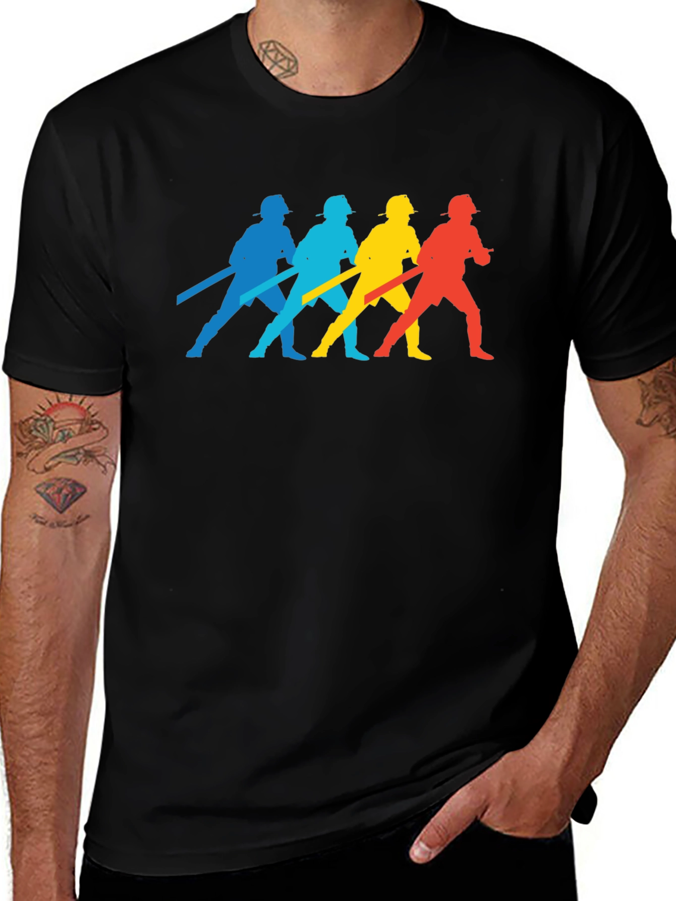 Firefighter Silhouette T-Shirt - Black