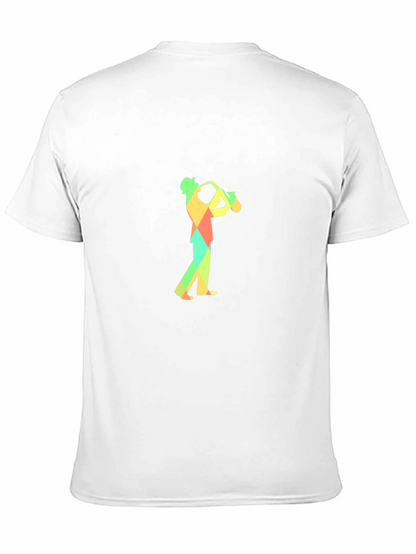Geometric Saxophone Player Graphic Tee - Black