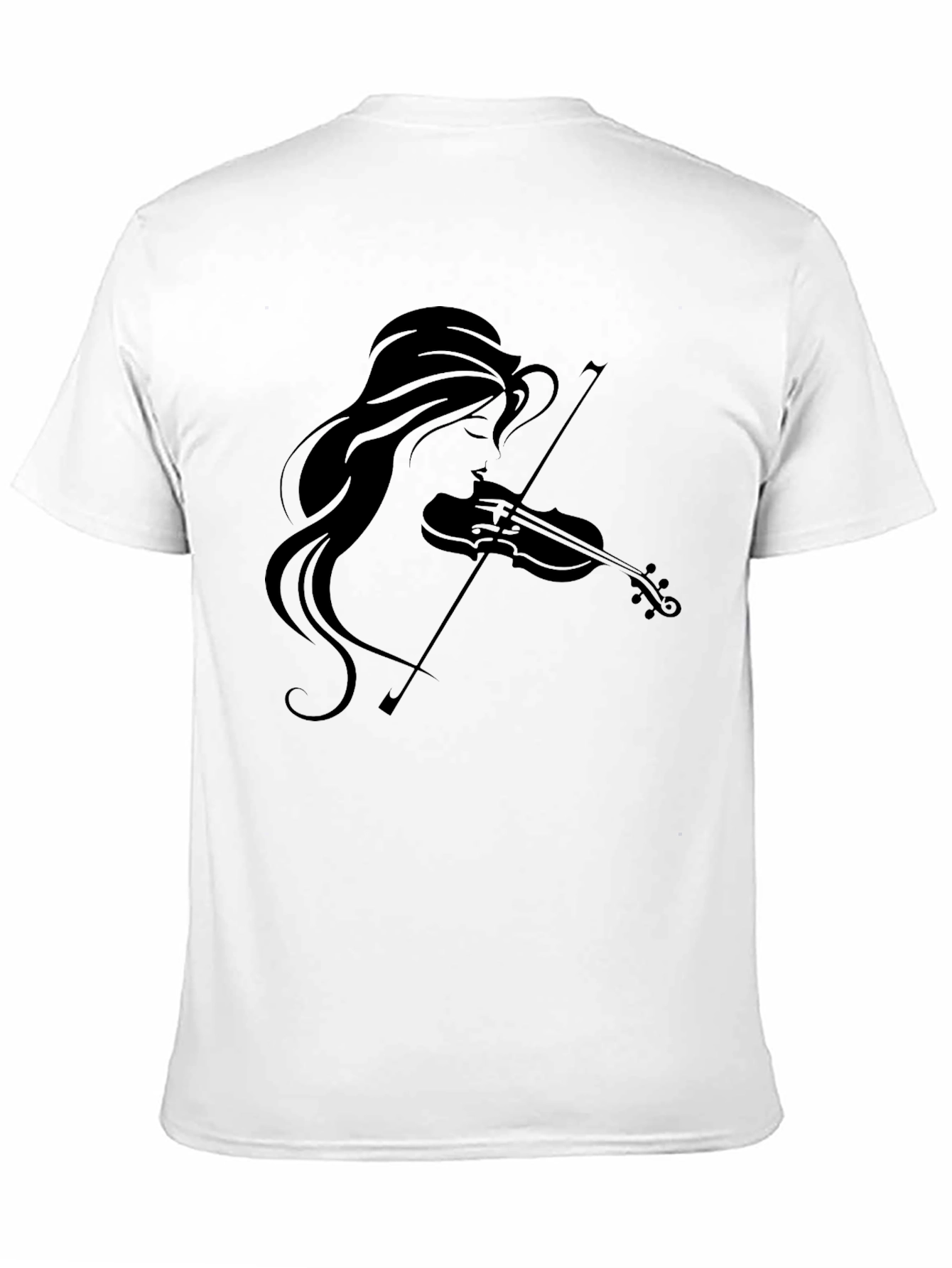 Violin Girl Graphic Tee - Black Cotton T-Shirt